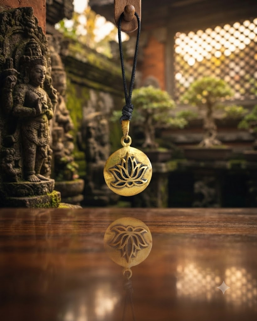 Lotus 92.5 Sterling Silver Pewter Brass Round Charm Necklace Pendant Jewelry