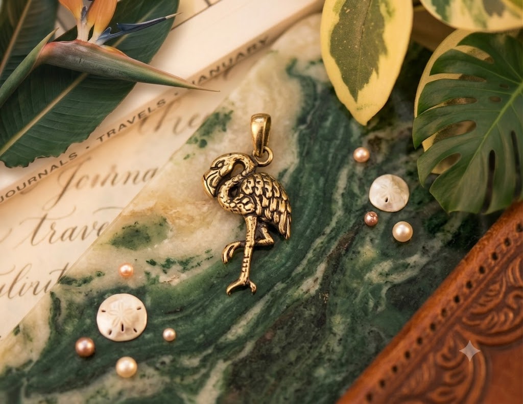 Flamingo 92.5 Sterling Silver Gold Brass Necklace Pendant Jewelry