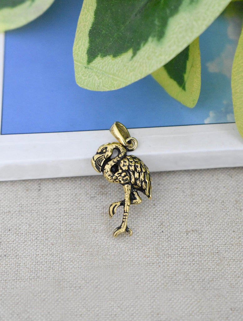 Flamingo 92.5 Sterling Silver Gold Brass Necklace Pendant Jewelry