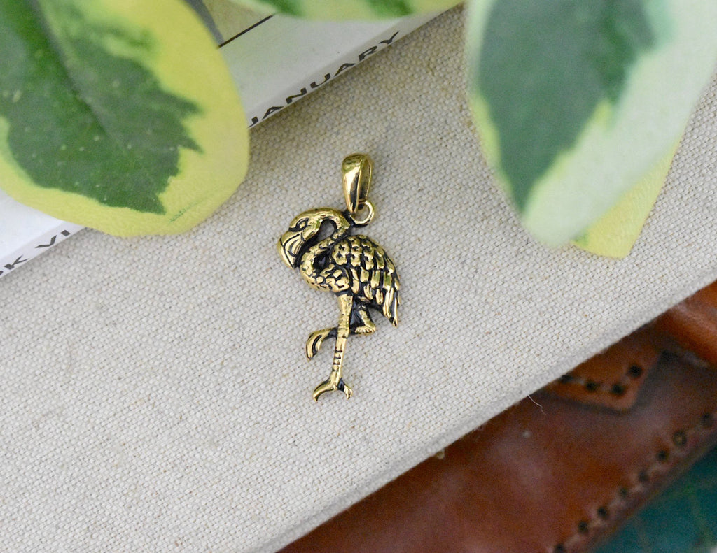 Flamingo 92.5 Sterling Silver Gold Brass Necklace Pendant Jewelry