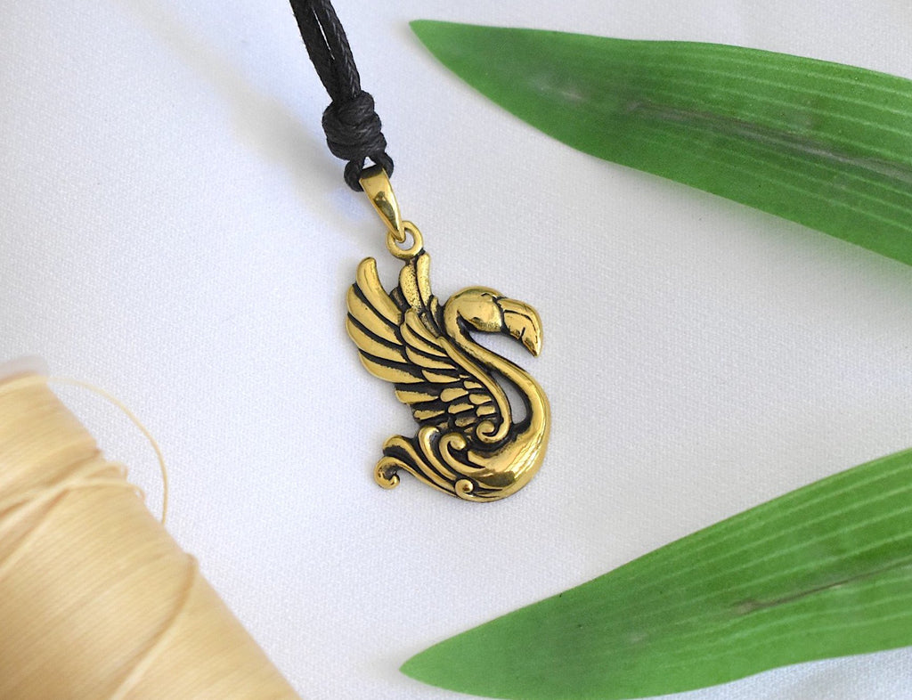 Flamingo Wings Spread 92.5 Sterling Silver Brass Necklace Pendant Jewelry