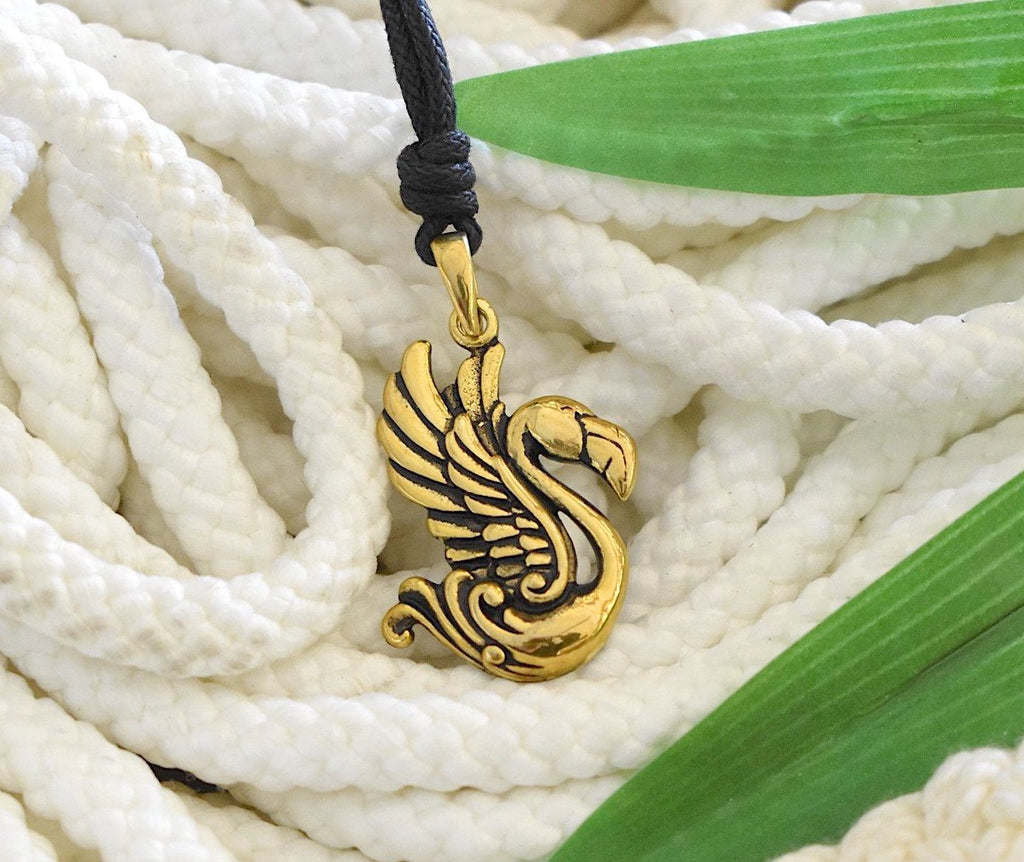 Flamingo Wings Spread 92.5 Sterling Silver Brass Necklace Pendant Jewelry