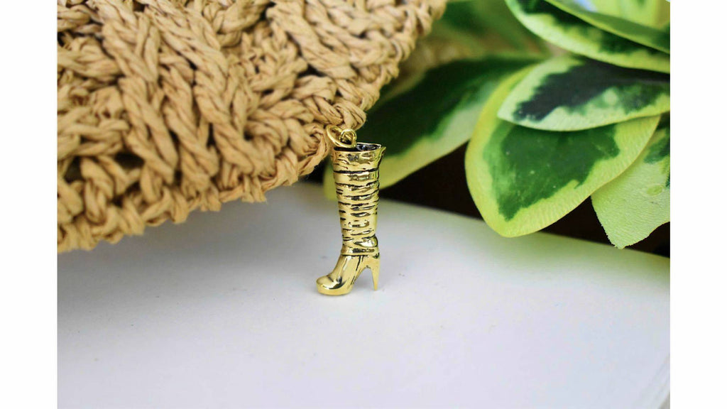 Women's Knee High Boots Pendant Sterling Silver Gold Brass Charm Necklace Pendant Jewelry