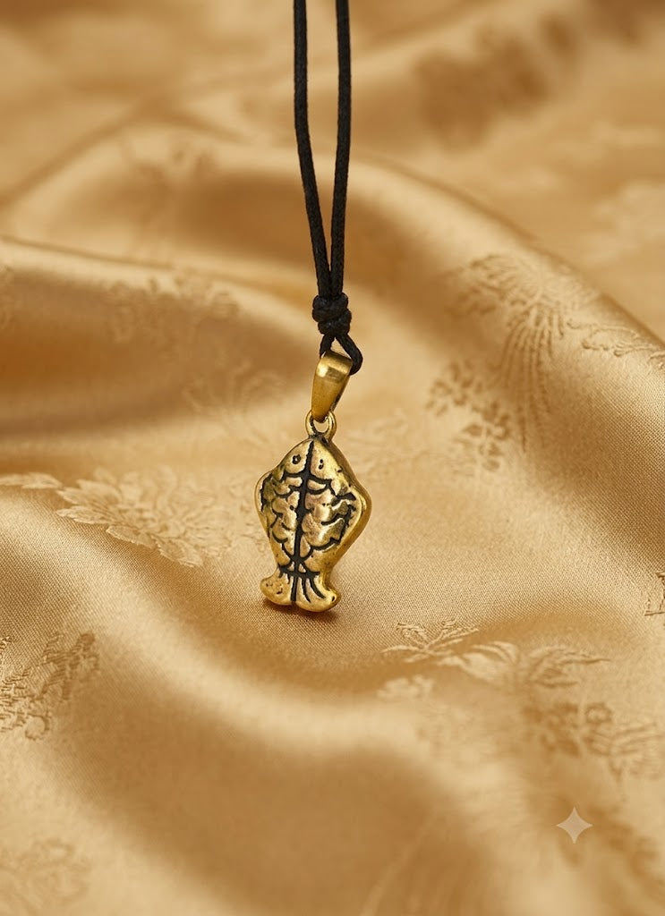 Fish Couple 92.5 Sterling Silver Gold Brass Charm Necklace Pendant Jewelry