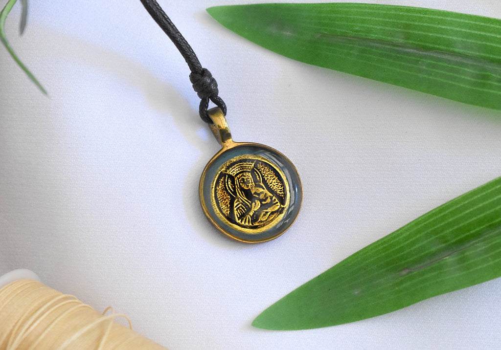 Virgin Mary Mother Of Jesus Handmade Brass Charm Necklace Pendant Jewelry