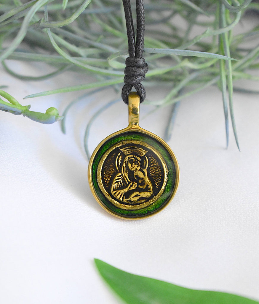 Virgin Mary Mother Of Jesus Handmade Brass Charm Necklace Pendant Jewelry