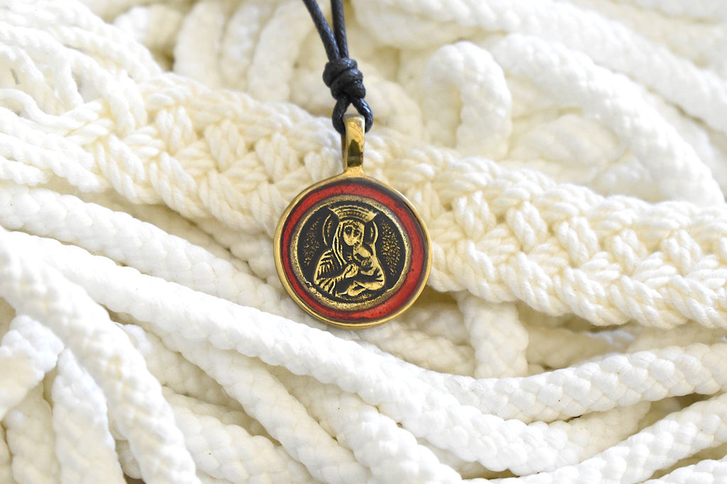 Virgin Mary Mother Of Jesus Handmade Brass Charm Necklace Pendant Jewelry