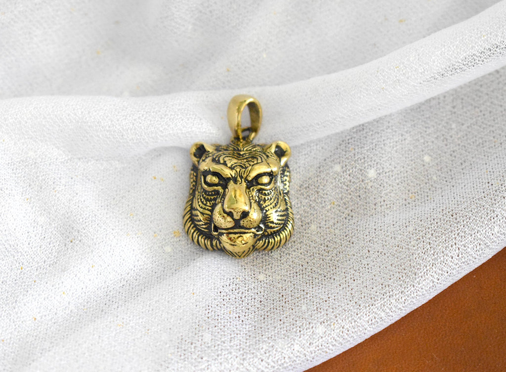 Panther Head Sterling Silver Gold Brass Necklace Pendant Jewelry