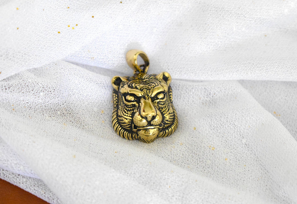 Panther Head Sterling Silver Gold Brass Necklace Pendant Jewelry