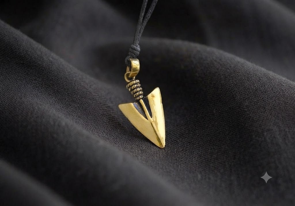 Spear 92.5 Sterling Silver Gold Brass Necklace Pendant Jewelry