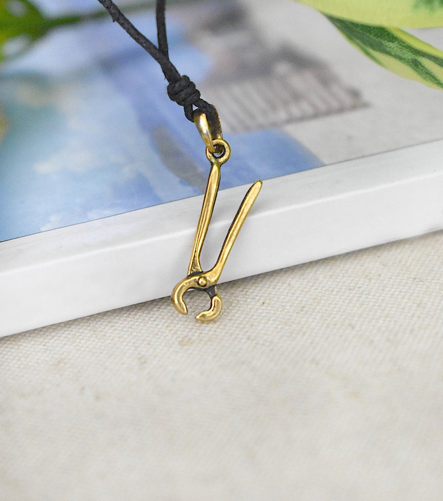 Spring Clamp 92.5 Sterling Silver Gold Brass Necklace Pendant Jewelry