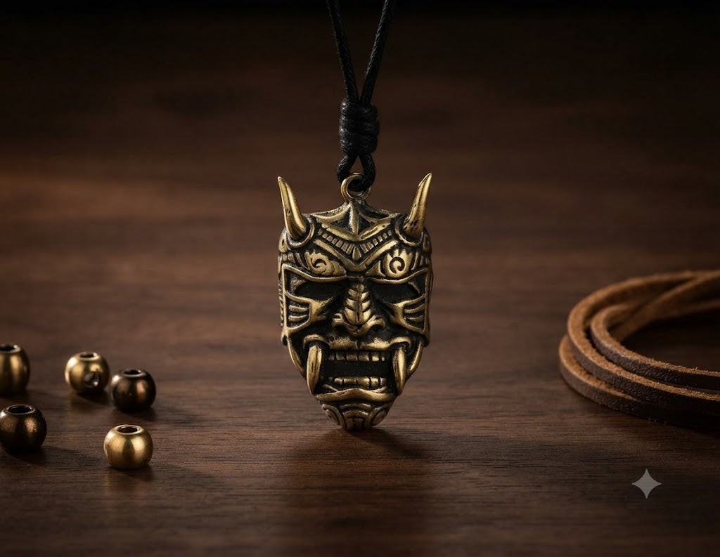 Devil Worshiper Satan Mask 925 Sterling Silver Gold Brass Necklace Jewelry