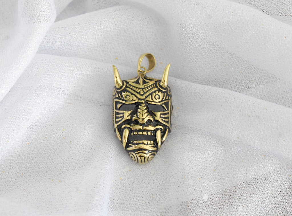 Devil Worshiper Satan Mask 925 Sterling Silver Gold Brass Necklace Jewelry