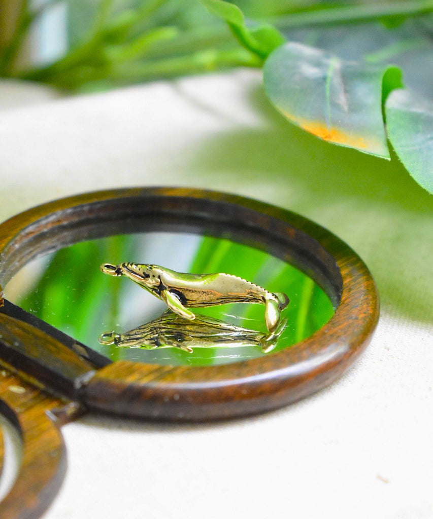 Humpack Whale Gold Brass Charm Necklace Pendant Jewelry