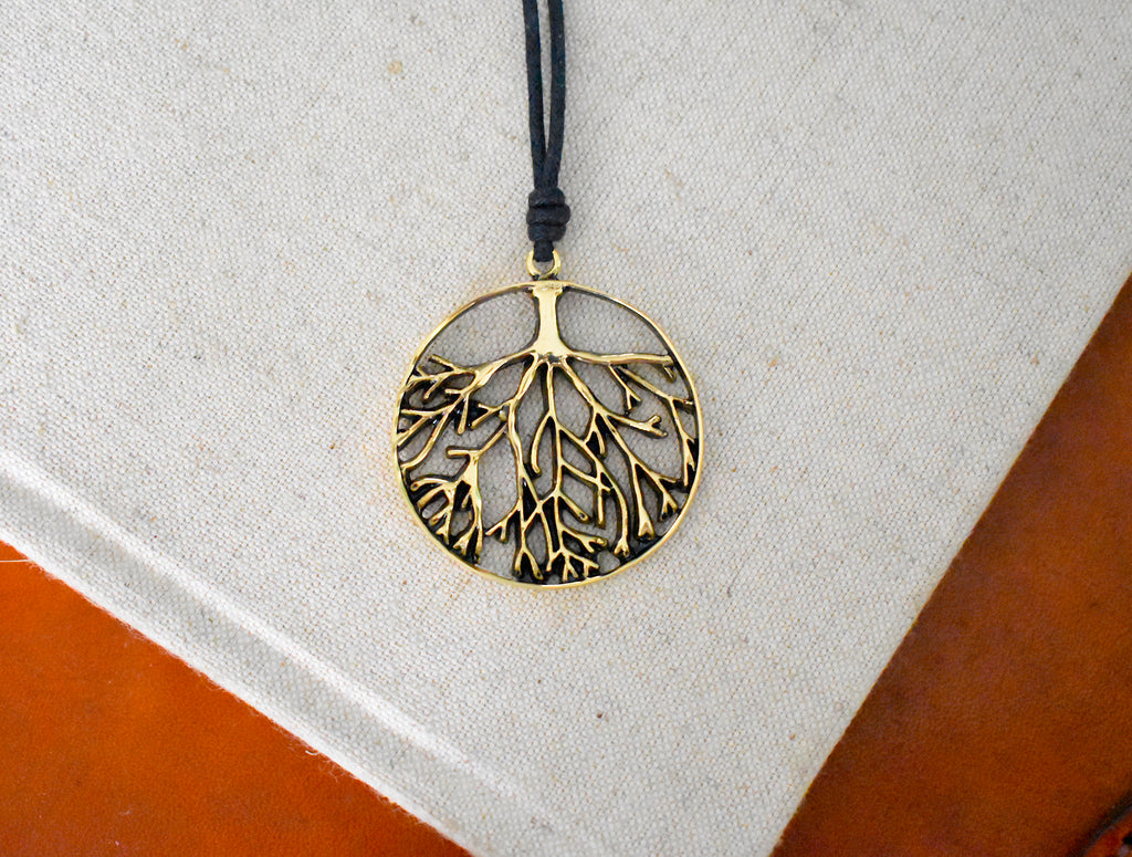 Tree Of Life Handmade Gold Brass Necklace Pendant Jewelry
