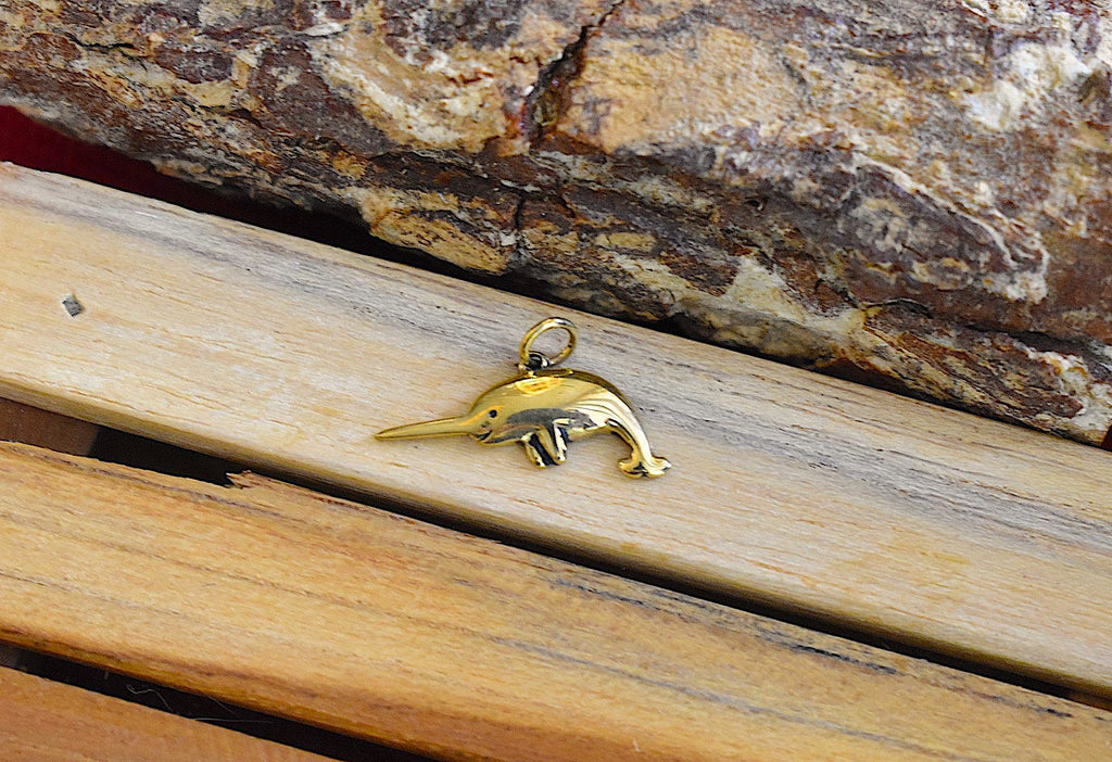 Cute Handmade Dolphin Gold Brass Charm Necklace Pendant Jewelry