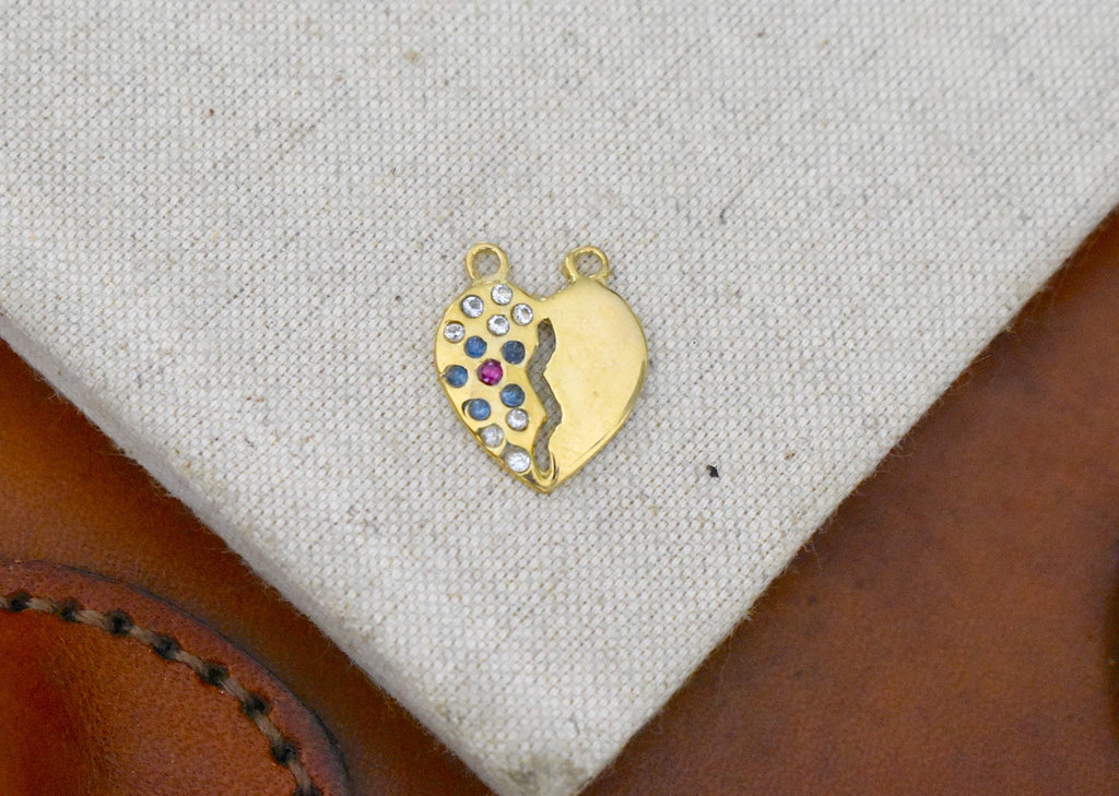 Colorful Love Heart Gold Brass Necklace Pendant Jewelry