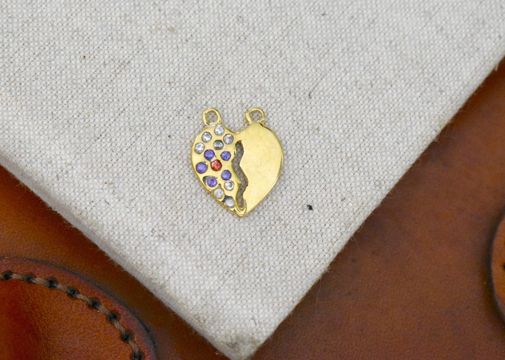 Colorful Love Heart Gold Brass Necklace Pendant Jewelry
