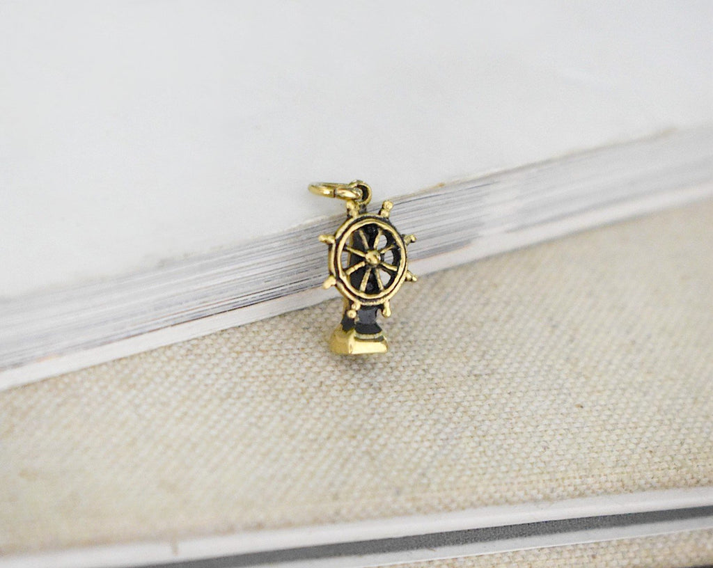 Authentic Ship Helm Sterling Silver Pewter Brass Necklace Pendant Jewelry