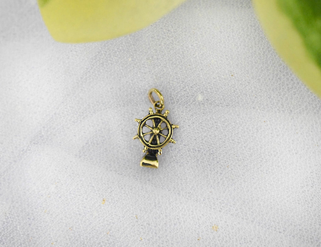 Authentic Ship Helm Sterling Silver Pewter Brass Necklace Pendant Jewelry