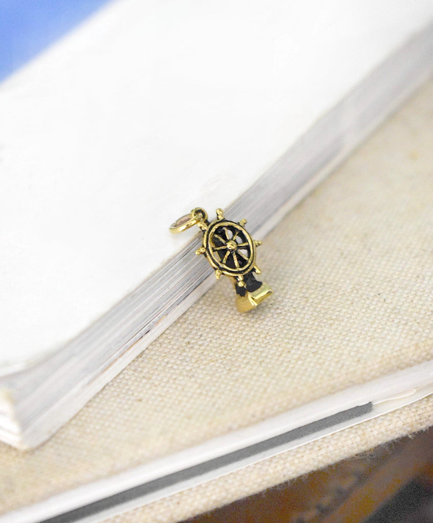 Authentic Ship Helm Sterling Silver Pewter Brass Necklace Pendant Jewelry