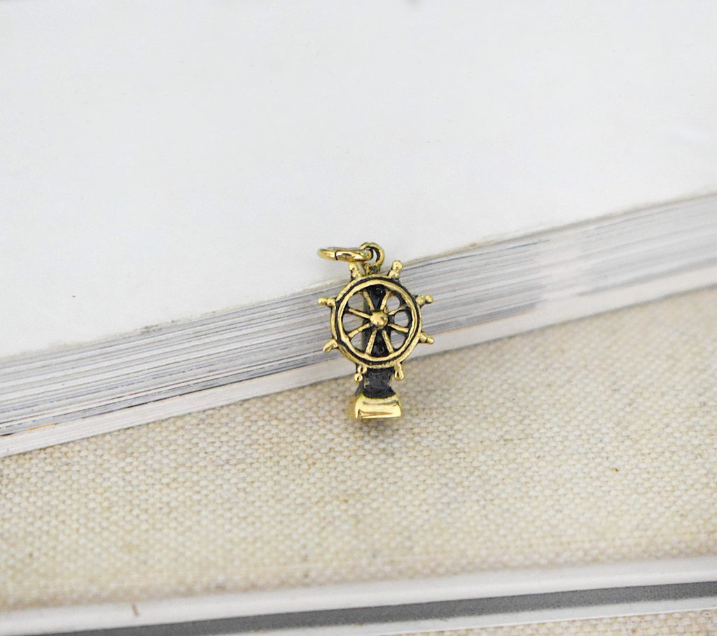 Authentic Ship Helm Sterling Silver Pewter Brass Necklace Pendant Jewelry