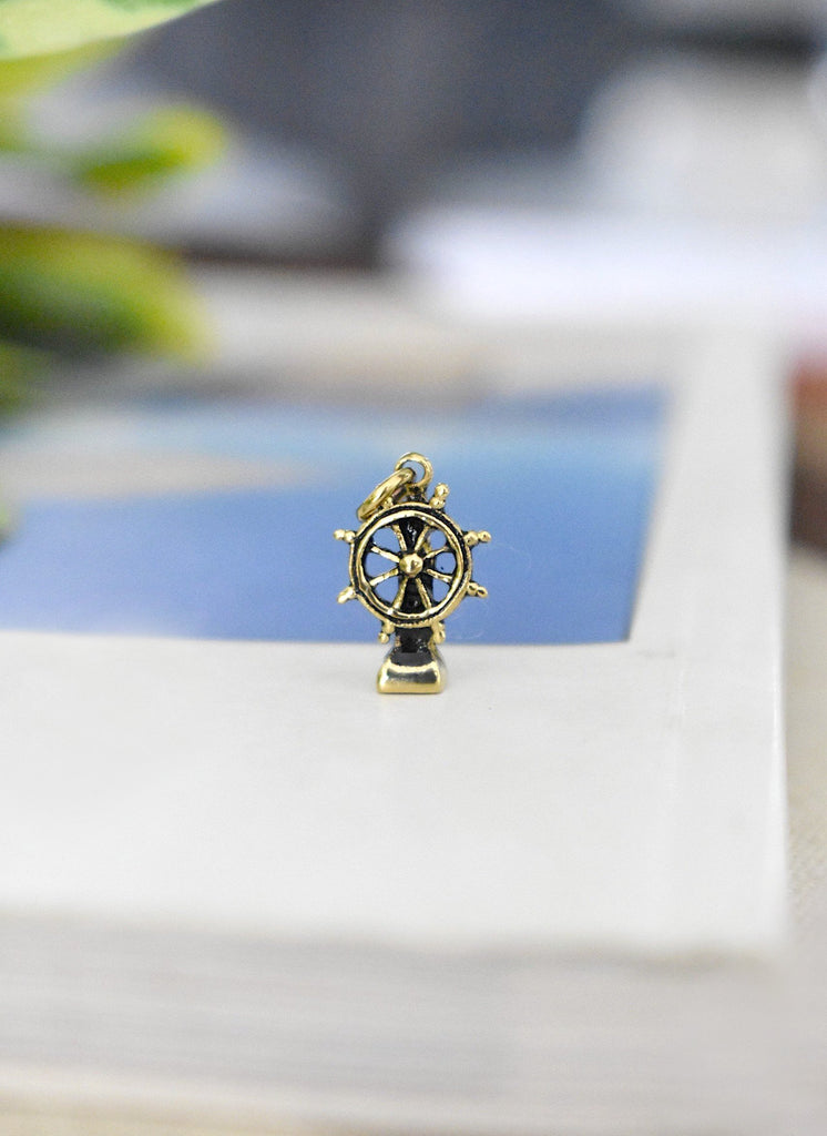 Authentic Ship Helm Sterling Silver Pewter Brass Necklace Pendant Jewelry