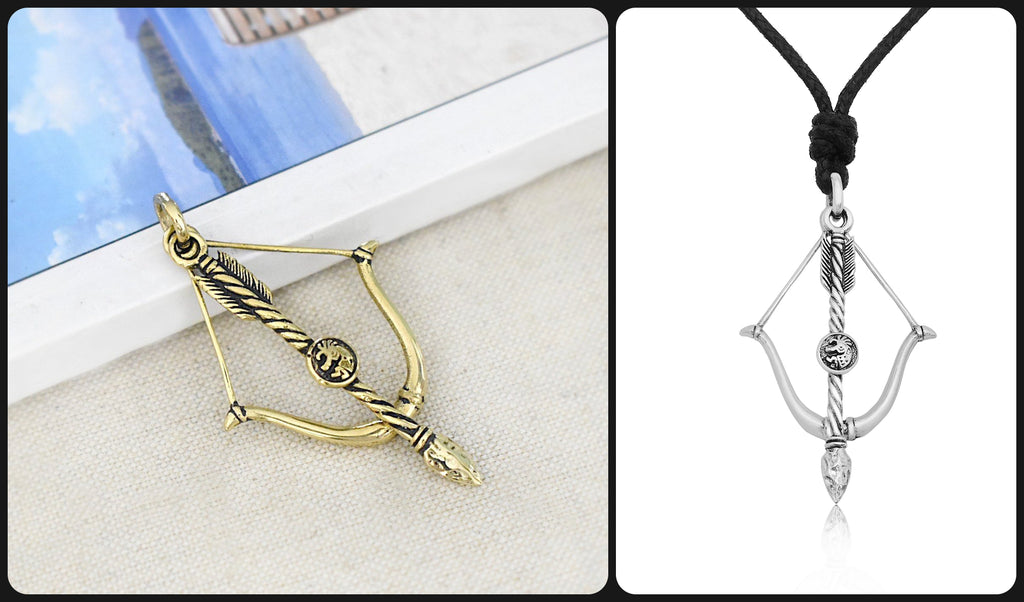Bow And Arrow Sterling Silver Brass Charm Necklace Pendant Jewelry