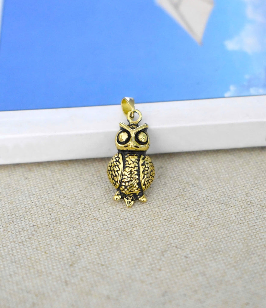Unique Owl Bird Handmade 92.5 Sterling Silver Brass Pewter Necklace Pendant Jewelry