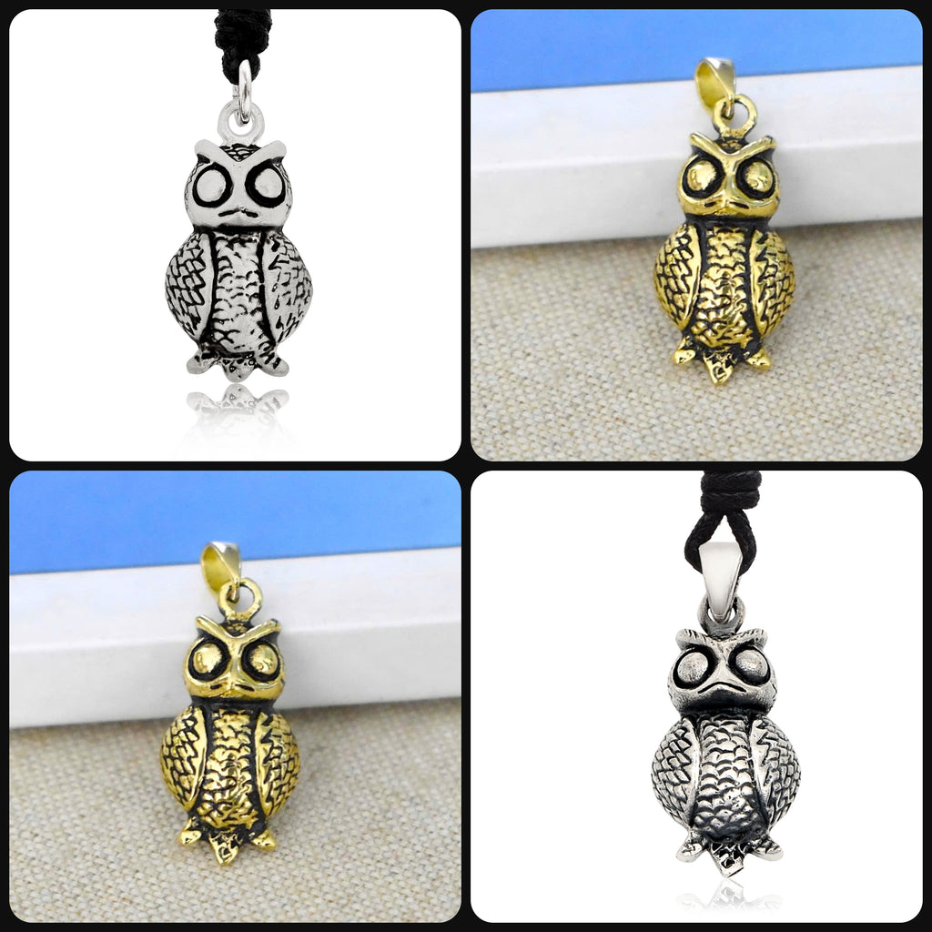Unique Owl Bird Handmade 92.5 Sterling Silver Brass Pewter Necklace Pendant Jewelry