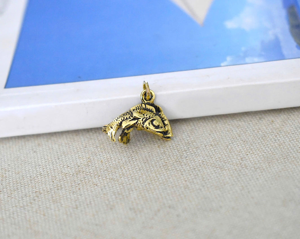 Couple Of Fish 92.5 Sterling Silver Brass Necklace Pendant Marine Melody Jewelry