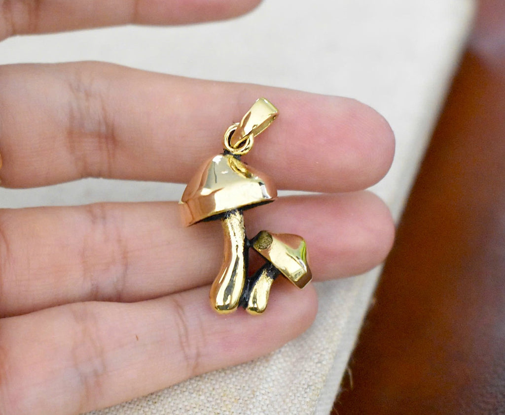 Cute Mushroom 92.5 Sterling Silver Brass Charm Necklace Pendant Jewelry
