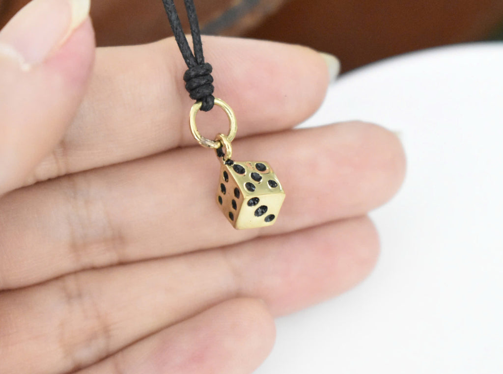 Dice Gambler 92.5 Sterling Silver Pewter Gold Brass Charm Necklace Pendant Jewelry
