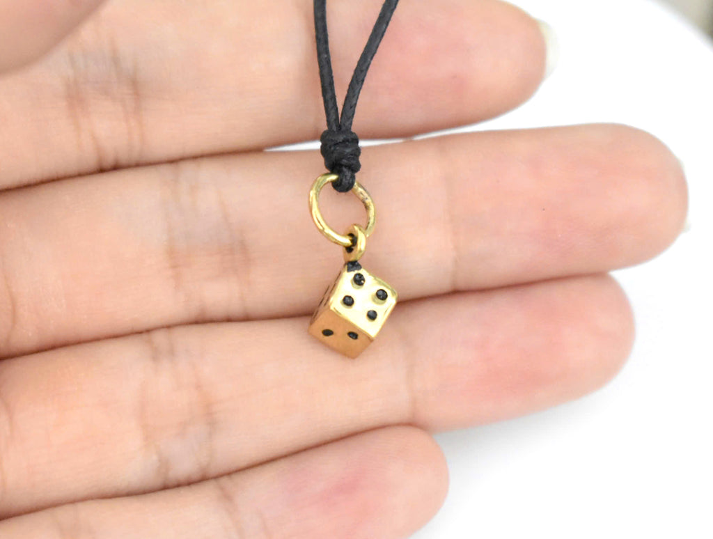 Dice Gambler 92.5 Sterling Silver Pewter Gold Brass Charm Necklace Pendant Jewelry