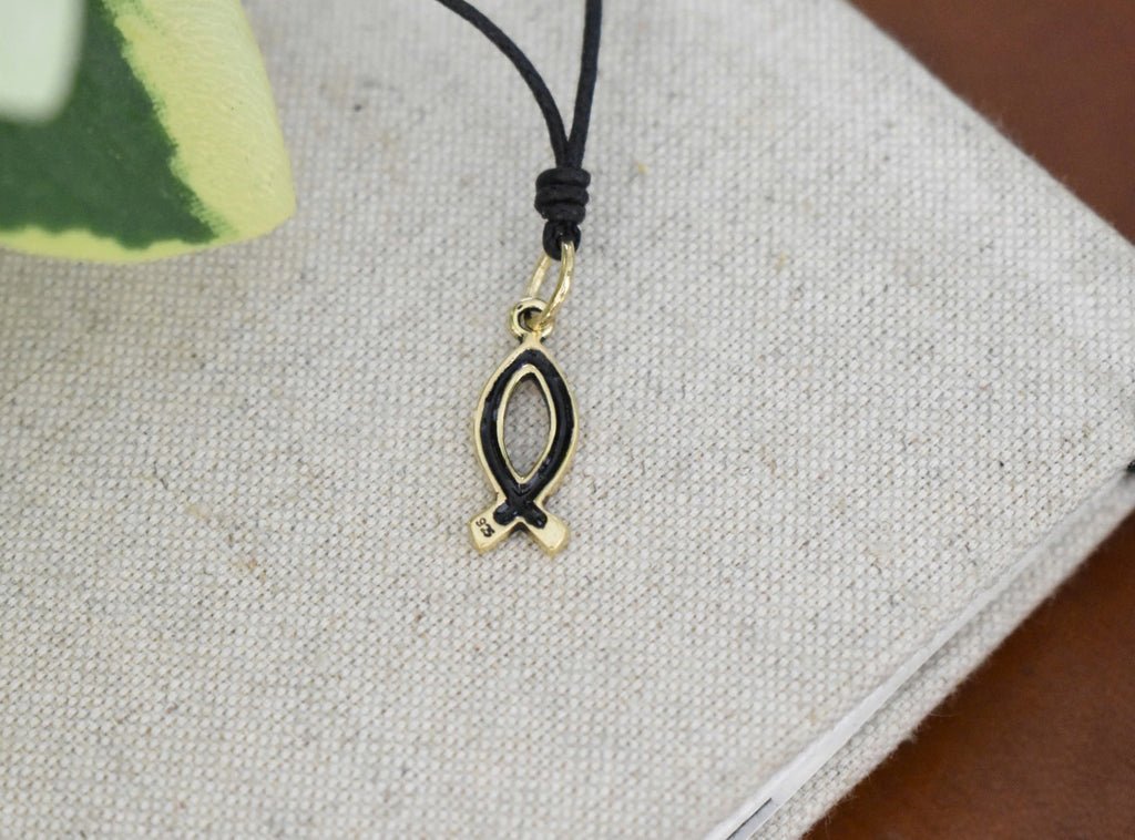 Jesus Fish Christian Sterling-silver Pewter Charm Necklace Pendant Jewelry