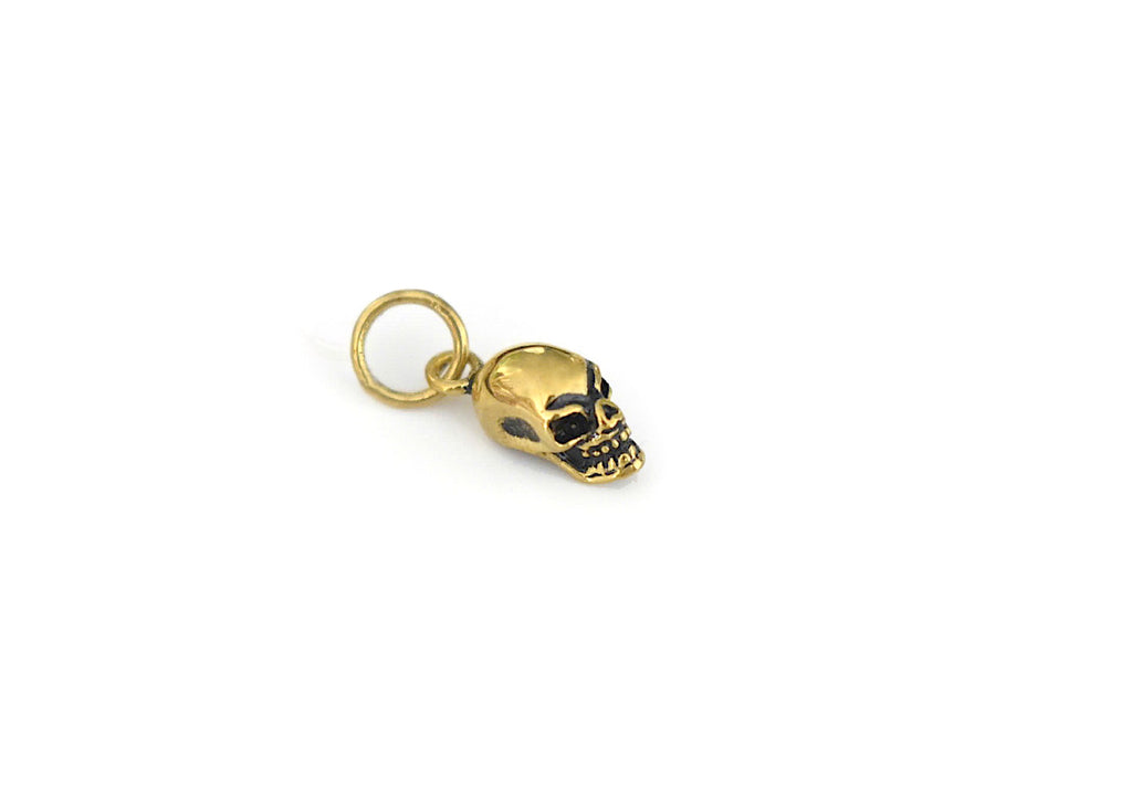 Mini Skull Head 92.5 Sterling Silver Brass Necklace Pendant Jewelry