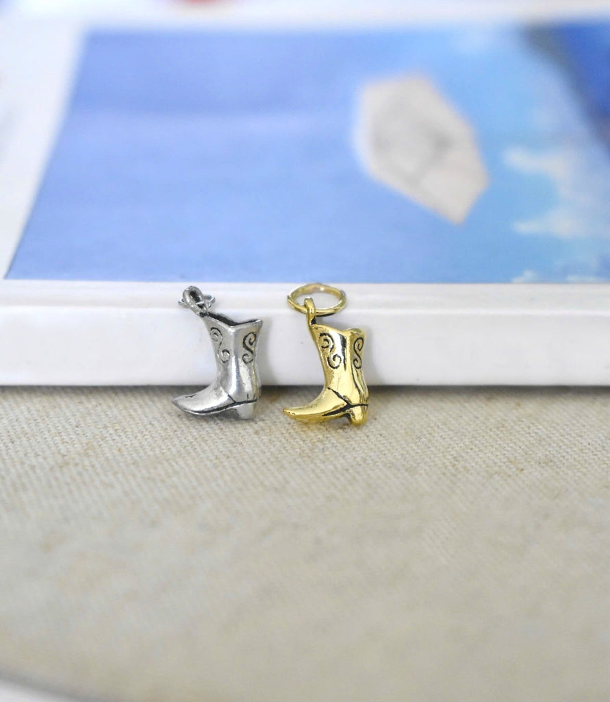 Fashion Cowboy Boots Sterling Silver Pewter Brass Charm Necklace Pendant Jewelry