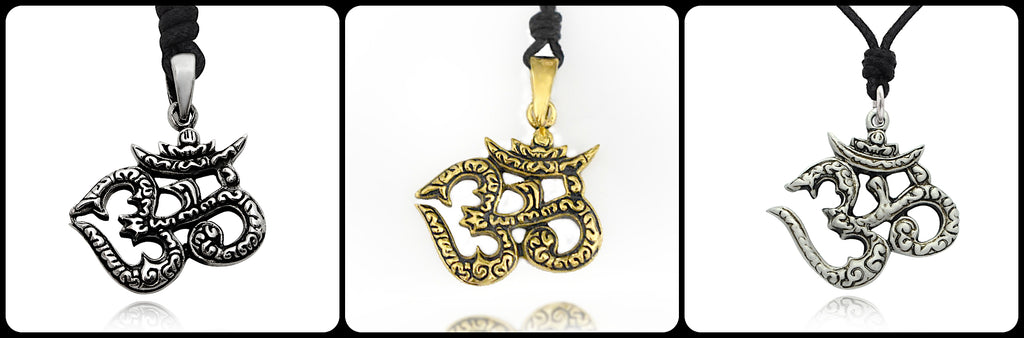 New Om Ohm Hindu Word Yoga Silver Pewter Charm Necklace Pendant Jewelry