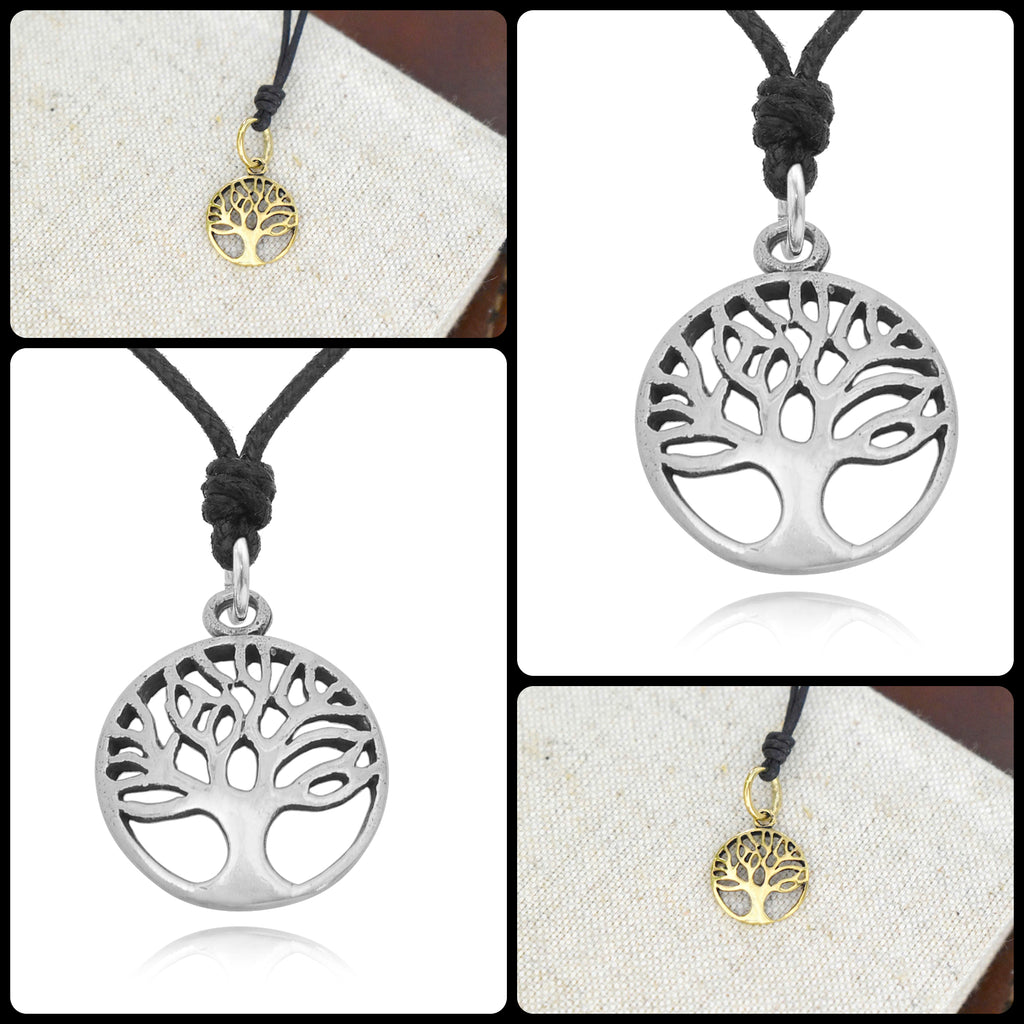 Tree of Life 92.5 Sterling Silver Gold Brass Charm Necklace Pendant Necklace Jewelry