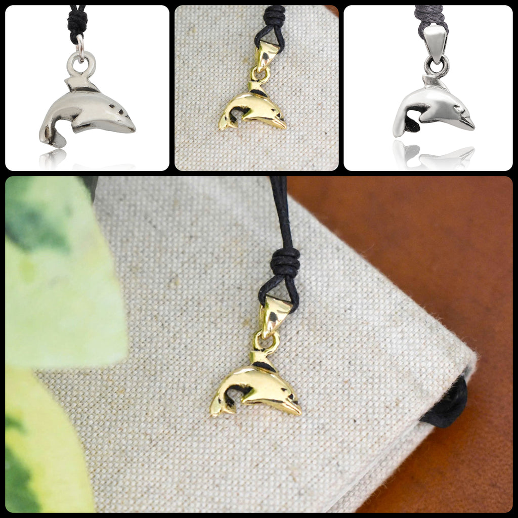 New Handmade Dolphin Sterling-Silver Pewter Brass Necklace Pendent Jewelry