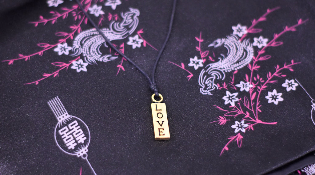 Chinese Word Love Brass Charm Necklace Pendant Jewelry