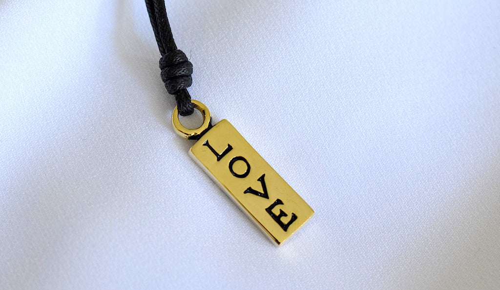Chinese Word Love Brass Charm Necklace Pendant Jewelry