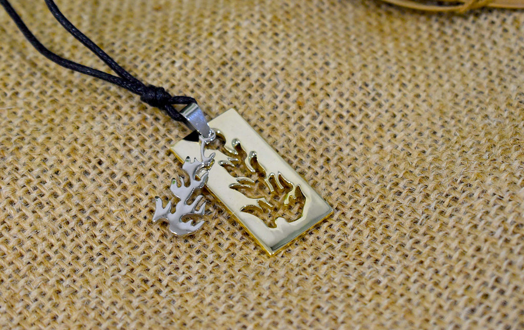 Fire Flame Handmade Pewter Brass Charm Necklace Pendant Jewelry