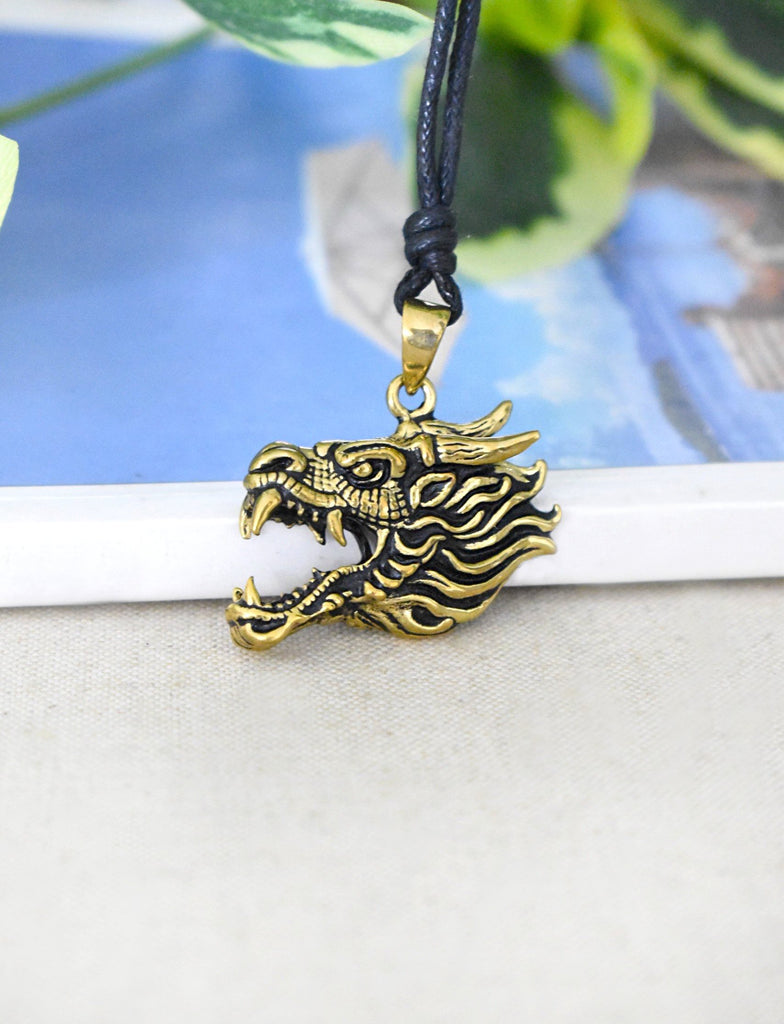Dragon's Majesty Sterling-silver Brass Charm Necklace Pendant Jewelry