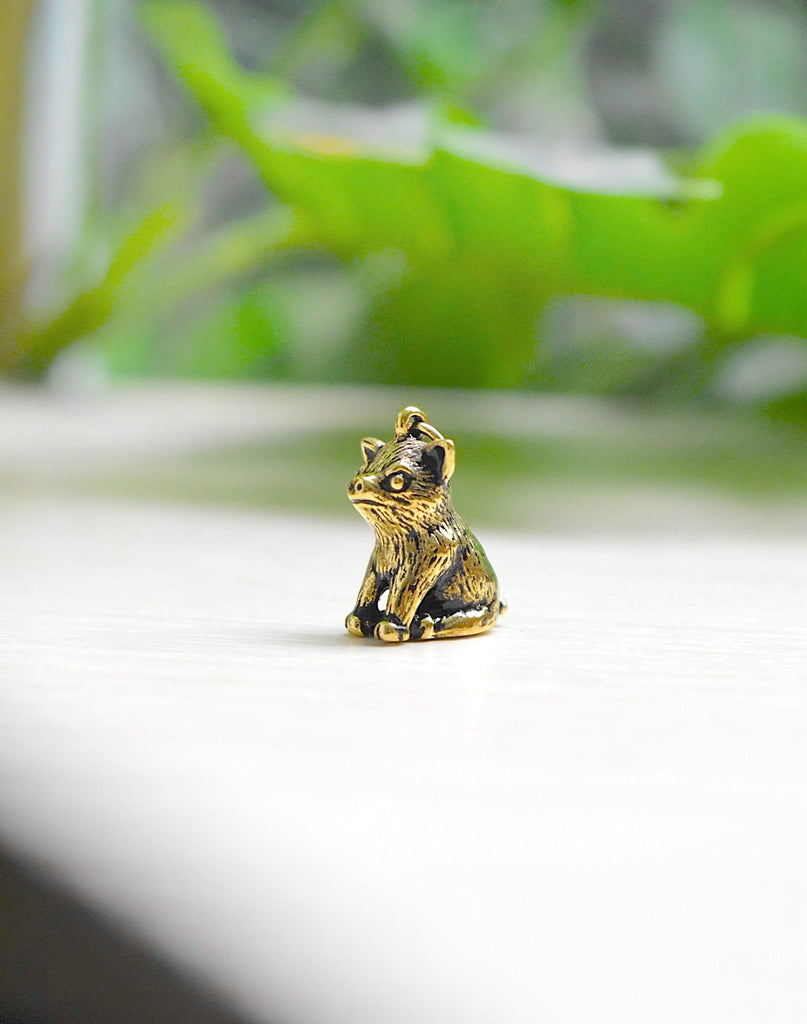 Cute Sitting Wild Boar Gold Brass Charm Necklace Pendant Jewelry