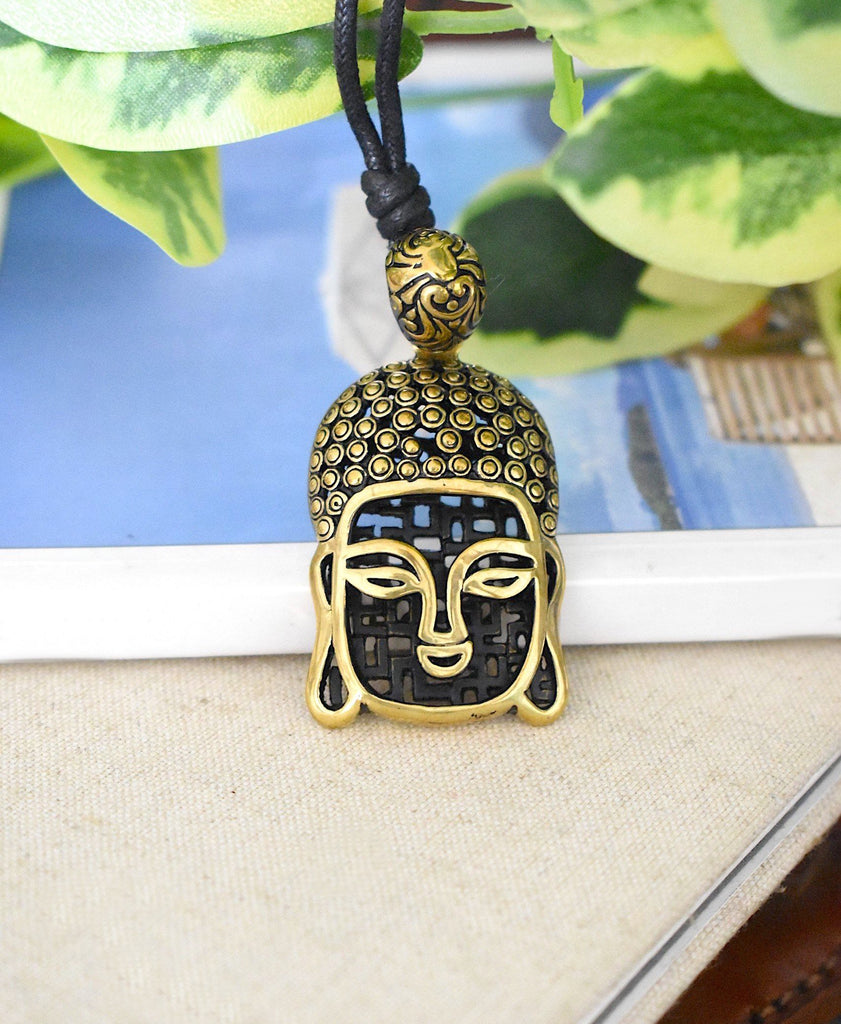 Tibetan Buddhist Buddha Head Sterling-silver Brass Charm Necklace Pendant Jewelry