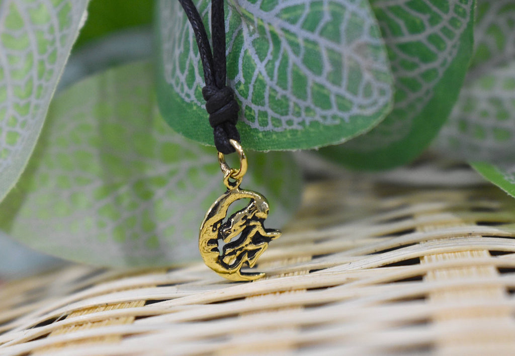 Witch Moon Handmade Gold Brass Silver Pewter Charm Necklace Pendant Jewelry