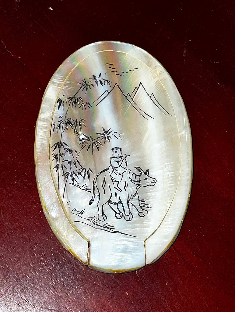 Mini Handcrafted Mother Of Pearl Retro Mirror Makeup Mirror for Women Girls Travel Daily Use