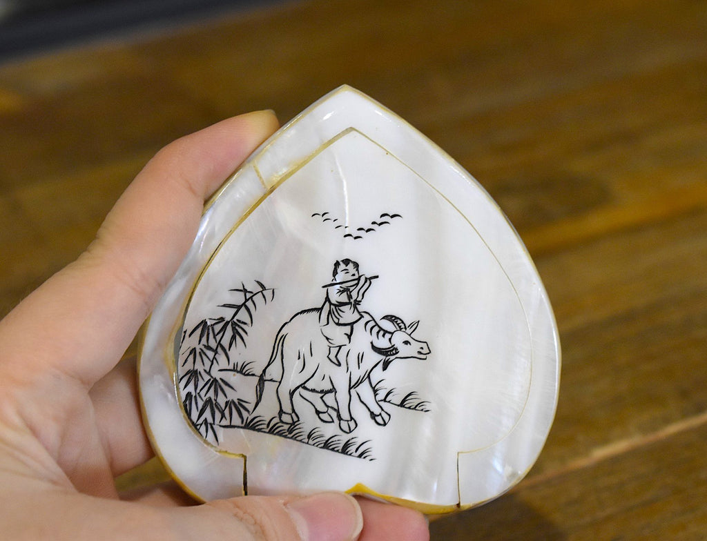 Mini Handcrafted Mother Of Pearl Retro Mirror Makeup Mirror for Women Girls Travel Daily Use