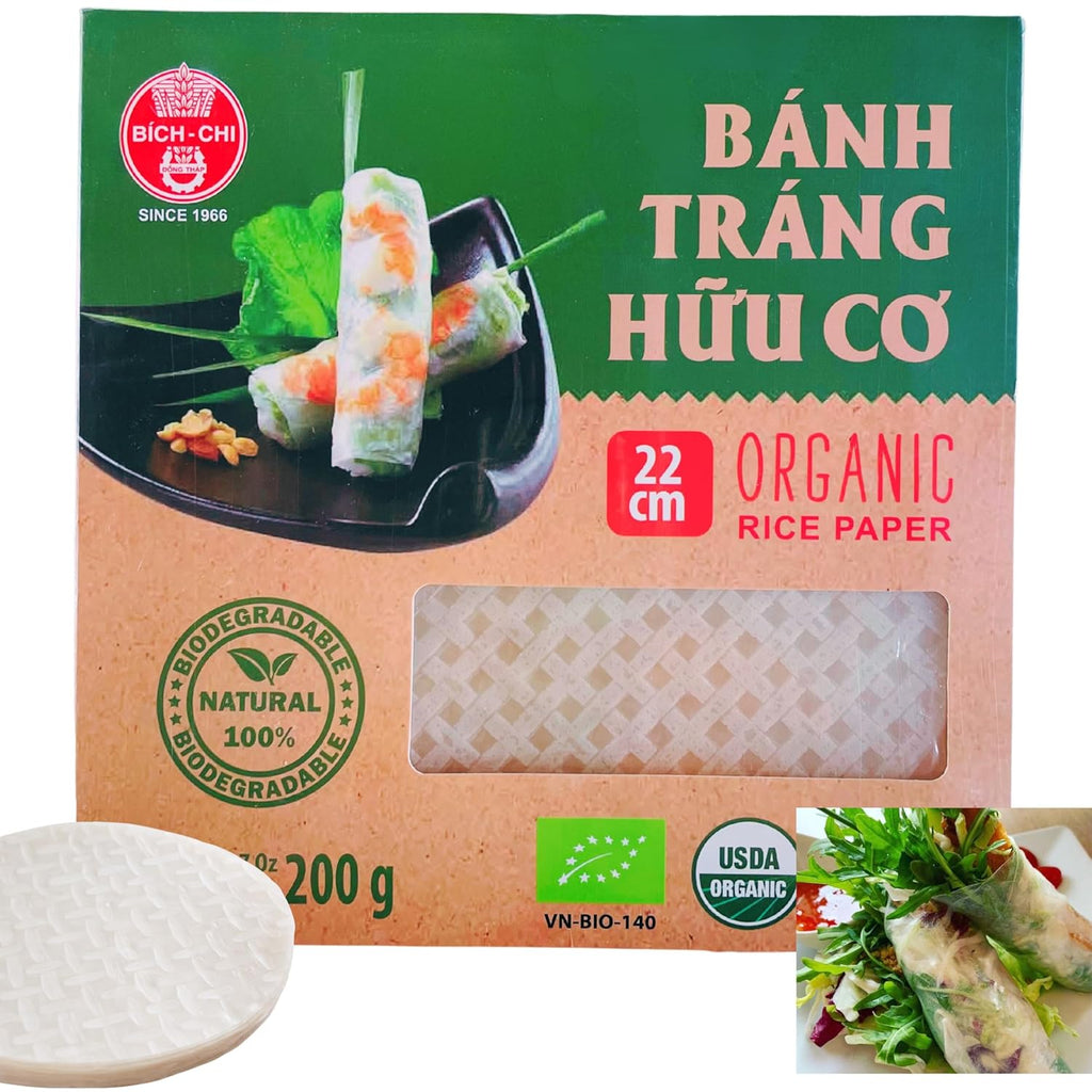 Organic Vietnamese Rice Paper Wrappers Gluten-Free, Vegan, Halal (22cm) 200G